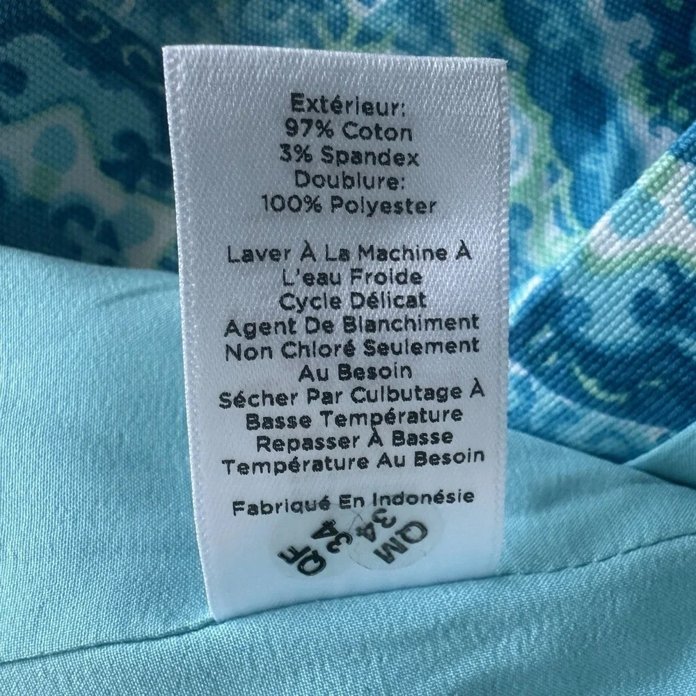 Talbots Coastal Beachy Resort Blue Medallion Tile Print Cotton Mini Skirt Sz 14